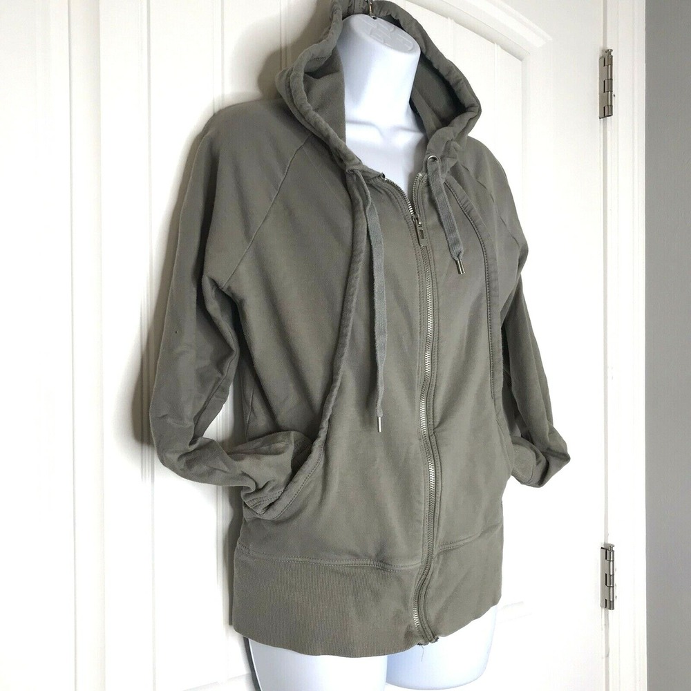 DKNY Jeans Women's Medium Long Sleeve Hooded Full Zip Up Light Green Jacket